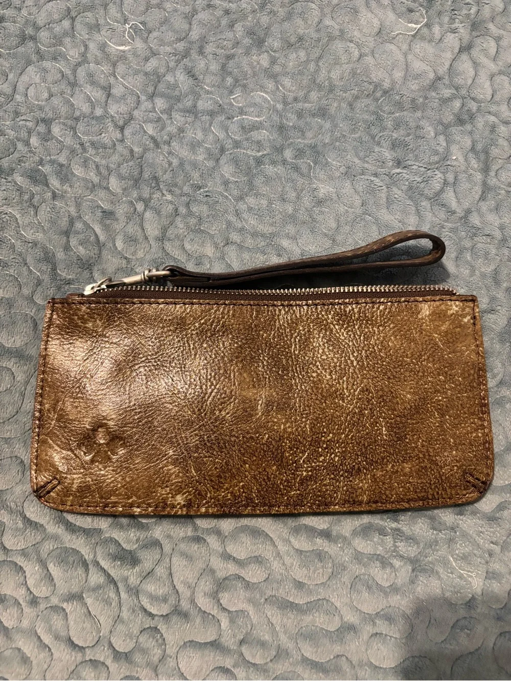 Turquoise & Brown Tooled Leather Wristlet Wallet